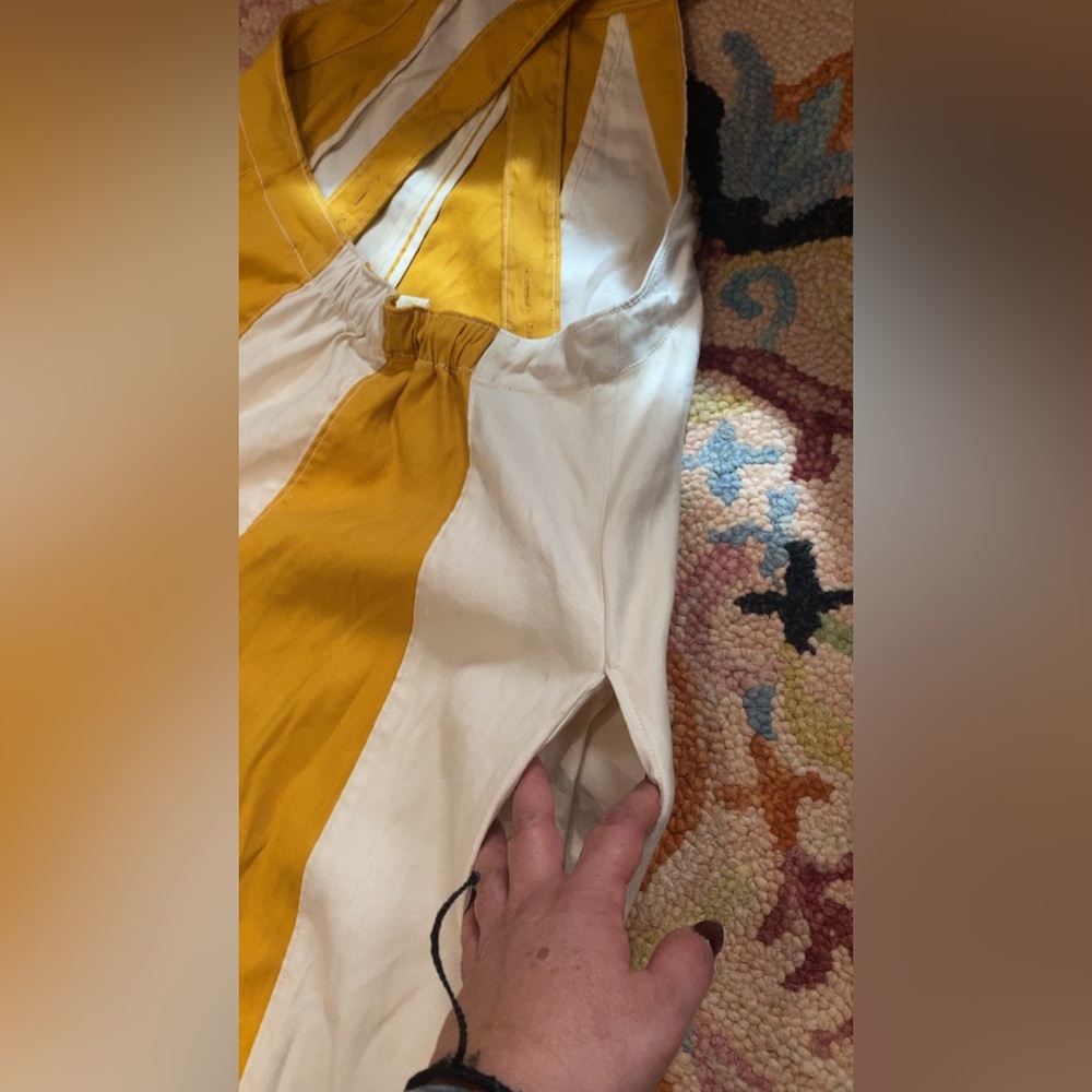 Anthropologie Mustard Yellow and Cream Striped Maxi Dress - Picture 5 of 8